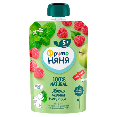 Пюре Яблоко Малина Мелисса с 5 месяцев 90 г ФрутоНяня 91821 1